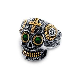 Limited Retro Europe and America hip-hop skull rings men's titanium steel